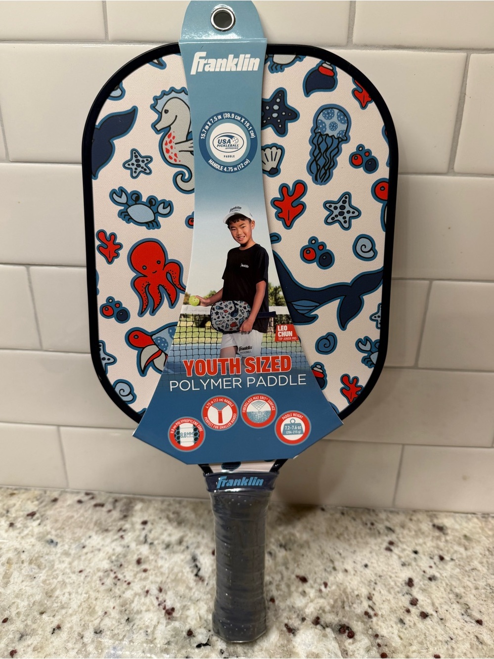Franklin Youth Polymer Paddle - Ocean Print (Blue, Red, White) NWT
